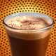 Mega Chocolate Malted drink in pint glass, halfway between Frappuccino and float